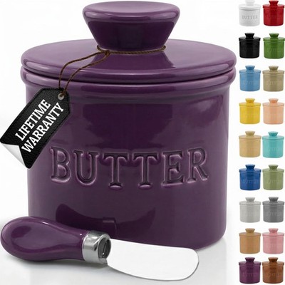 PriorityChef Butter Crock with Lid with Water Line,Ceramic French Butter Dish