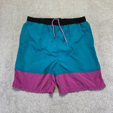 Vintage Pro Spirit Kids Swim Shorts XL Colorblock Turquoise Pink Nylon Mesh
