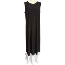 Hudson Harper Black Maxi Dress Size L Sleeveless White Contrast Hem Chic NWT