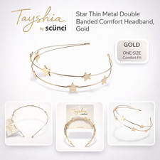 Scunci Tayshia Star Gold Thin Metal Double Band Headband Comfortable