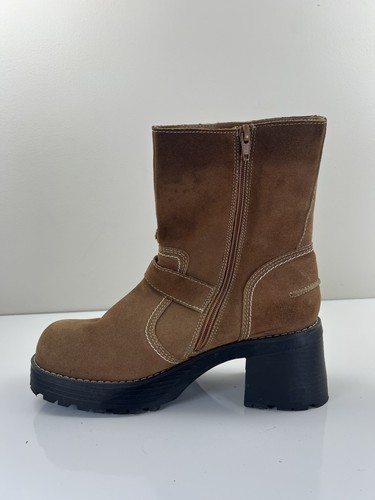 Vintage Fashion Bug Fryer 9.5 Suede Leather Upper Y2K Chunky Platform Boot Shoes - Picture 10 of 18