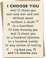 I CHOOSE YOU Valentines Day Card for Him or Her Romantic Love Gift for Couples