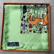 Hermes 90cm Silk Carre Scarf Emerald Green Grass Color Used