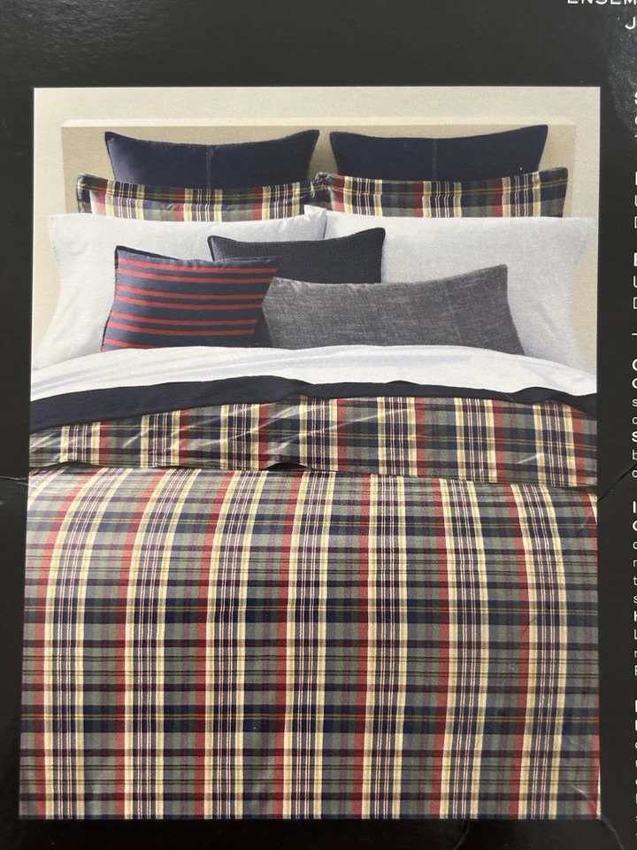 Juego de edredón Ralph Lauren Wilson KING ropa de cama a cuadros multicolor 100 % algodón Foto 2 de 4