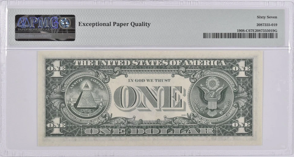 PMG Superb Gem Unc 67 EPQ $1 1974 Philadelphia, PA US FRN Fr#1908-C *5210 - Image 2 of 3