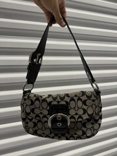 Y2K Coach Soho Signature Canvas Patent Leather Shoulder Bag Black 13113 Vintage