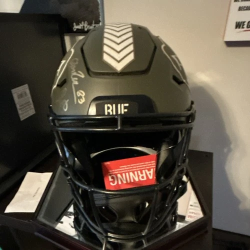 Buffalo Bills Autographed Salute to Service Helmet Reed Kelly Thomas Beckett COA