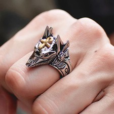 Unisex Adjustable Alloy Ring Retro Geometric Design Triangle Dot Ring And Line