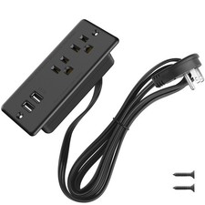 Recessed Power Strip Flat Plug, Desk Outlet with USB, ETL Listed Conference R...