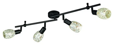 Energiespar Deckenleuchte Spot 4 Flammig Leuchte Rustikal Rostbraun Glas - Bild 1 von 2