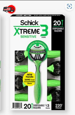 Schick Xtreme 3, Sensitive Skin Razors - Flexible Blades with Aloe 20 Count