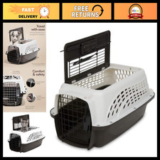 Two Door Plastic Pet Kennel for Small Dogs  Cats, 19" Portable Carrier, White
