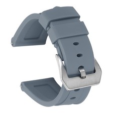 Silicone Watch Bands 24mm Soft Watch Band with Silver Buckle, Gray