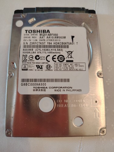 Toshiba 500GB 5400 RPM 2,5" MQ01ABF050 SATA II Laptop HDD