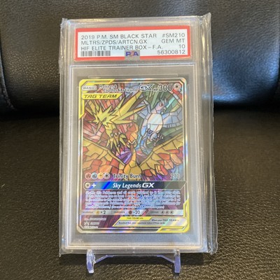 2019 Pokemon Moltres Zapdos Art GX SM210 Hidden Fates Promo PSA 10