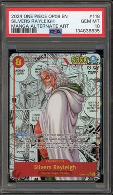 シルバーズ・レイリー PSA 10 MANGA ALTERNATE ART One Piece CCG Silvers Rayleigh Manga Alternate Art OP08-118 PSA 10