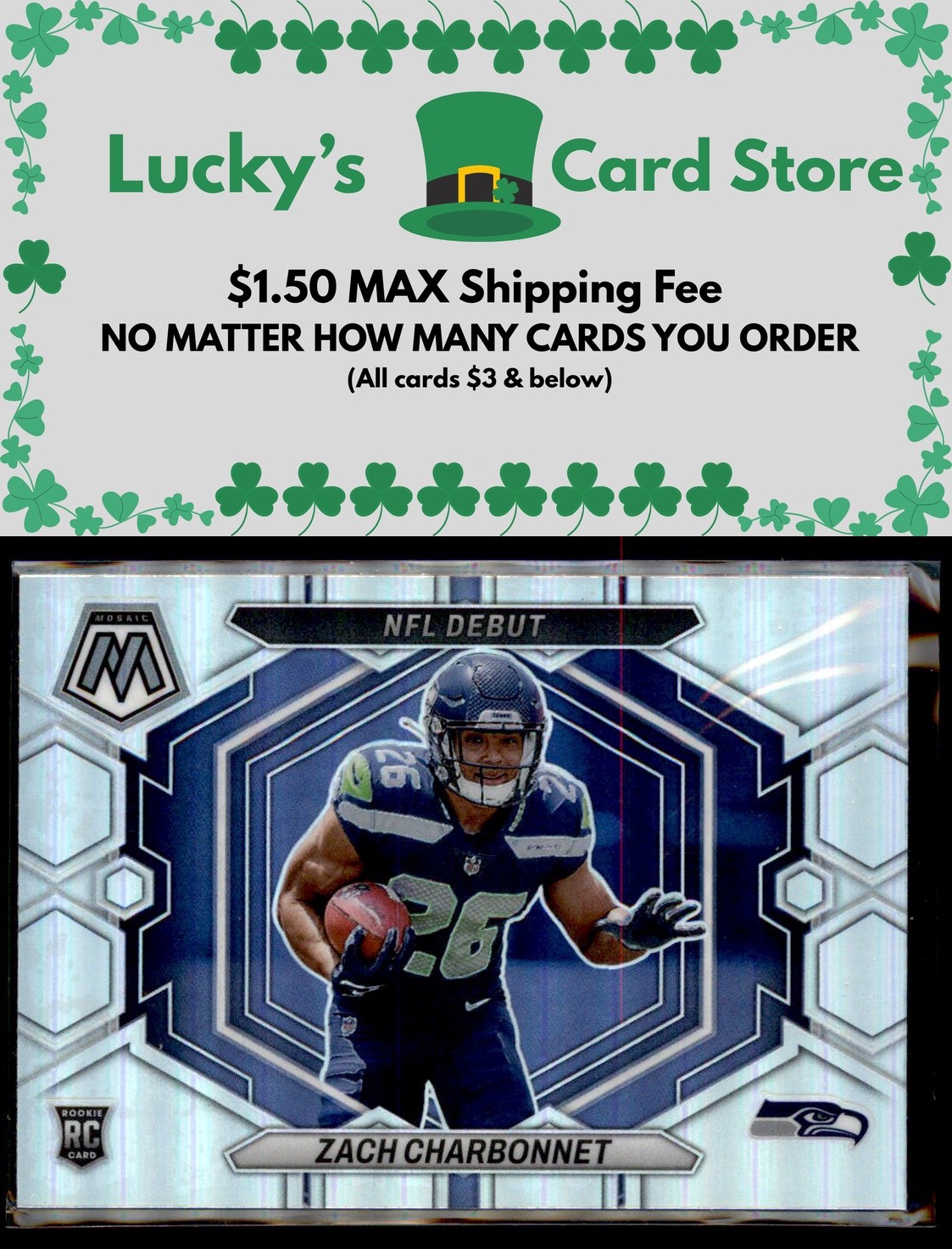 2023 Panini Mosaic #ND-11 Zach Charbonnet Silver Rookie