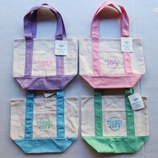 Four 4 Trader Joe's Mini Canvas Tote Bags 13' x 10.5' x 6' - Spring Colors