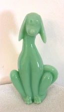 Viking Glass Jadeite Green Dog Figurine/Made by Mosser Glass