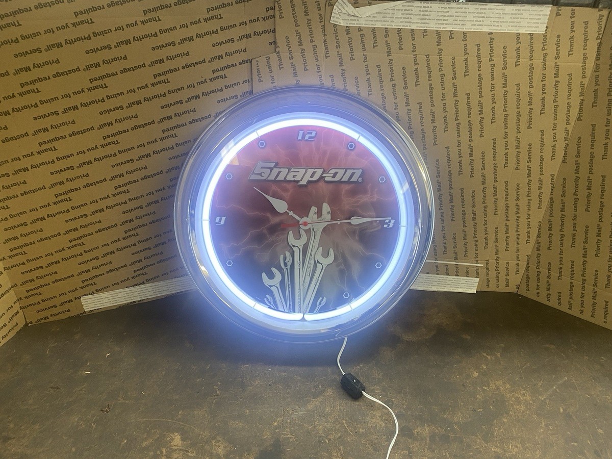 2012 NIB Snap On Tools 16” Neon Wall Clock With Wrench Logo | eBay