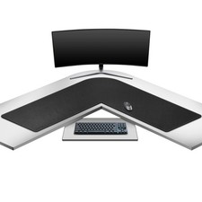 XXL L-Shaped Desk Mat 46x46x16 inch Black PU Leather Suede Base Mouse Pad