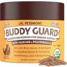 Petsmont Buddy Guard Organic Mushroom Powder Blend for Dogs  Cats - Immune 