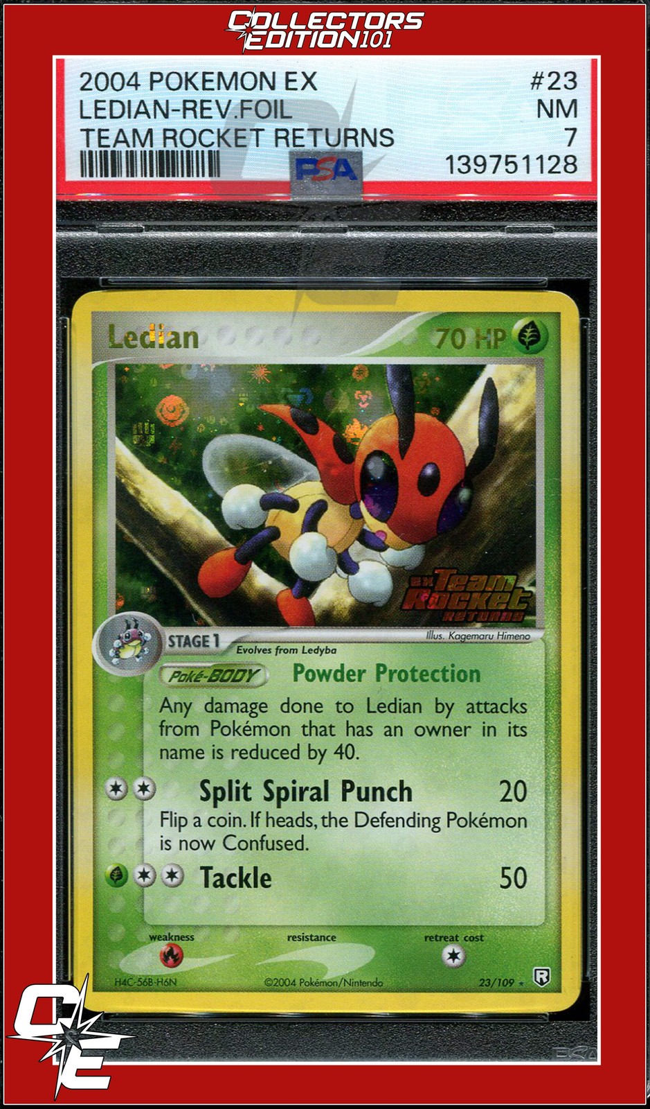 EX Team Rocket Returns 23 Ledian Reverse Foil PSA 7