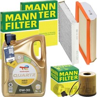 Mann Inspektionspaket+Total 0W-30 ÖL Passend FüR 1.6 Fiat Tipo 356 357 BIS 10.20