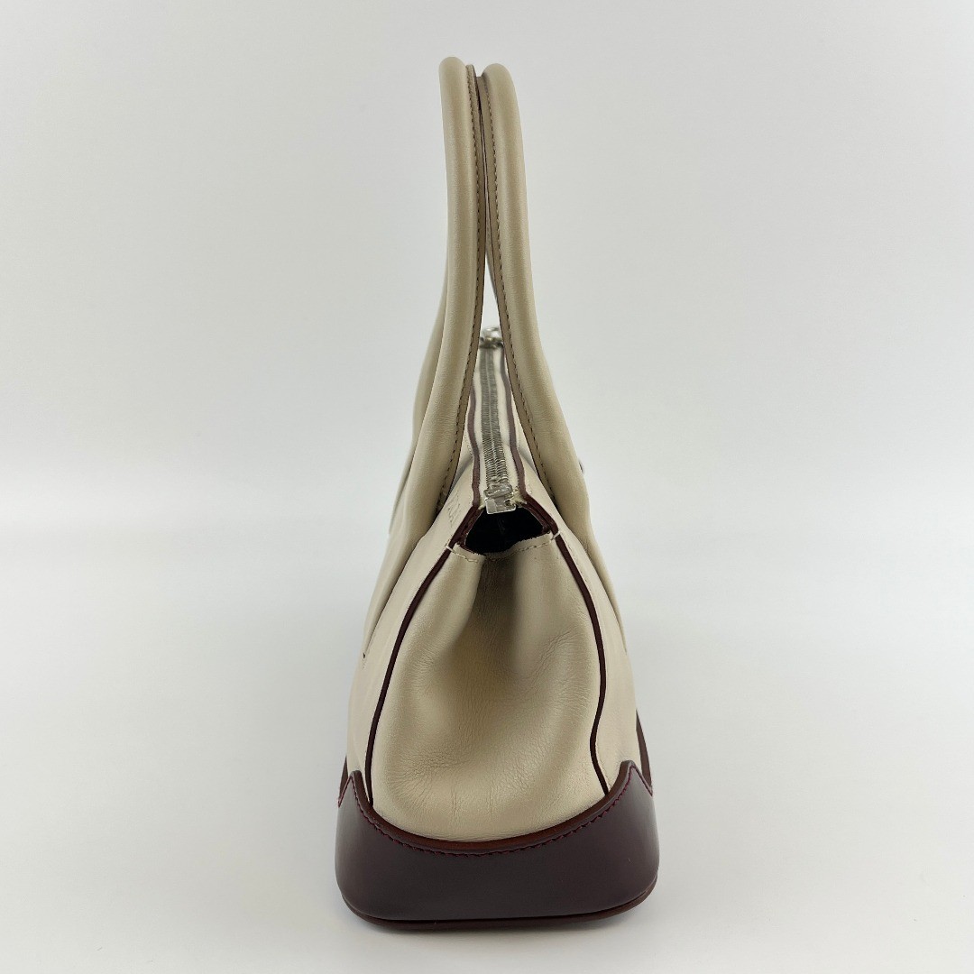 Used PRADA Handbag Tote Bag Brown Beige Leather Vintage Ladies Used Good Conditi thumbnail 5