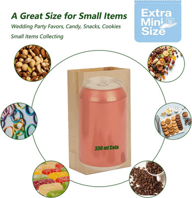 Small Brown Paper Bags 50 PCS with Sticker, 1LB Mini Kraft Treat Bags 3.5x2.2...