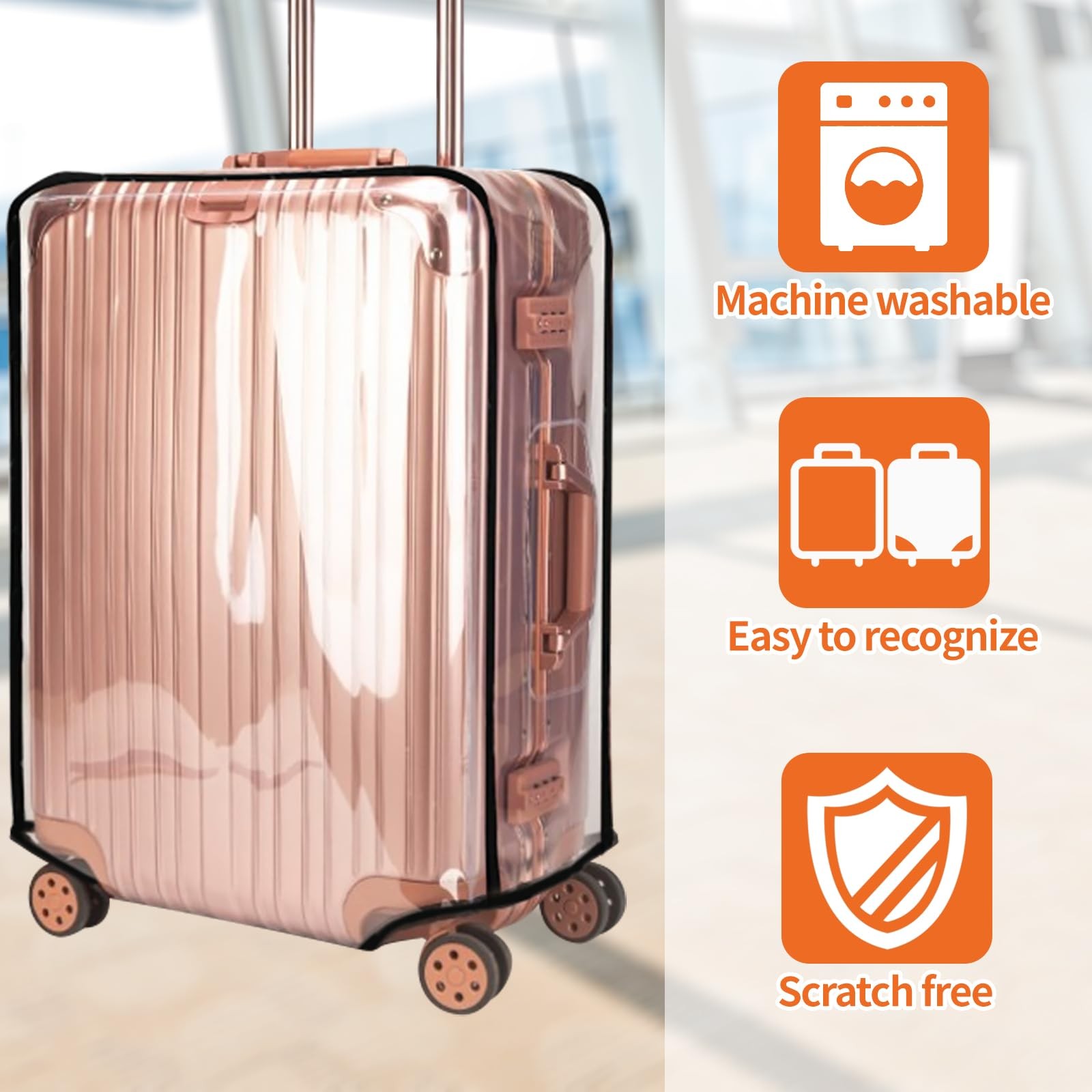 3 PCS Thicken Clear Luggage Cover Protector, Transparent PVC Suitcase Cover thumbnail 4
