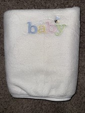 Vintage Carter's BABY White Bee Baby Fleece Crib Blanket Girl 30 X 40
