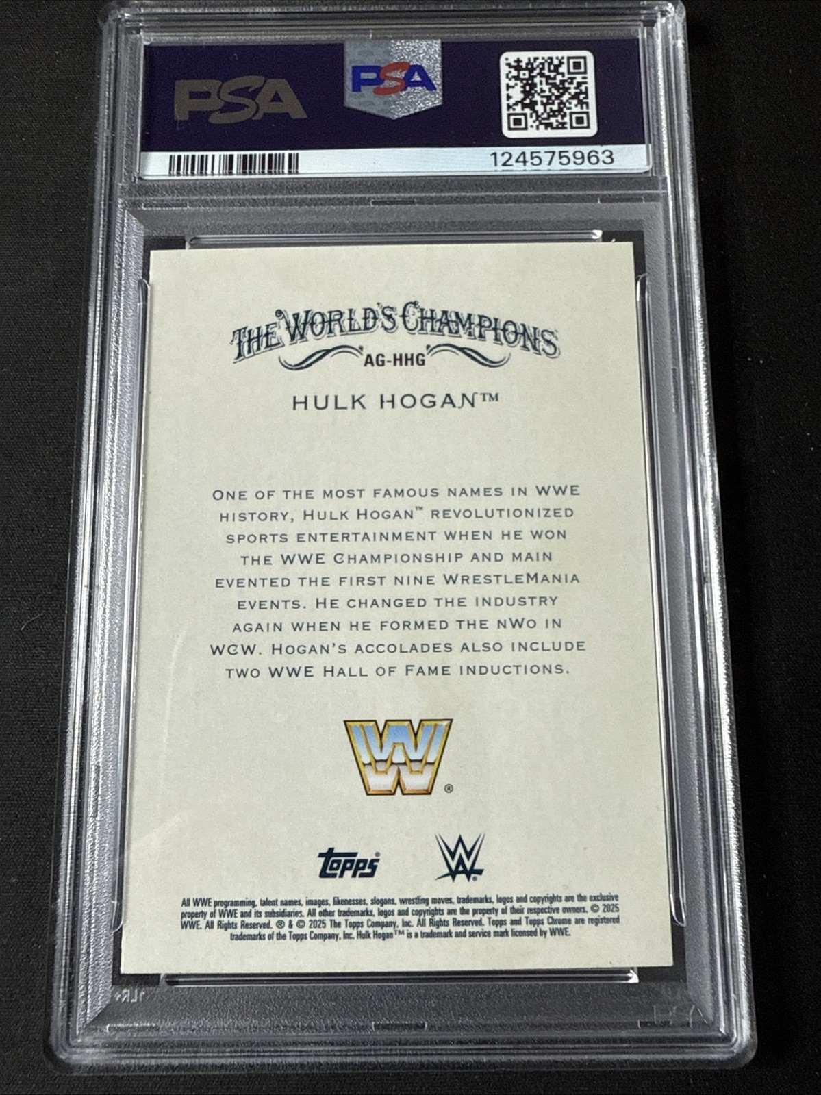 Hulk Hogan 2025 Topps Chrome WWE Allen & Ginter #AG-HHG PSA 10 POP 1 Gem Mint view 2