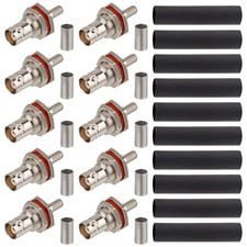 BNC Female Crimp Connector 10 PCS,BNC Female Bulkhead Jack Mount Connector fo...