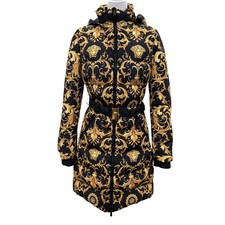 Excellent VERSACE down coat Medusa Metal Belted Baroque Long Dress 36 A88828S