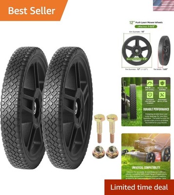 Durable PVC 12-Inch Lawn Mower Wheels - Universal Fit for Garden Tools, 2-Pack