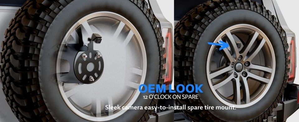 Backup RearView Spare Tire Mount Camera Jeep Wrangler 2014-2015 4.3" Monitor - Image 2 of 4