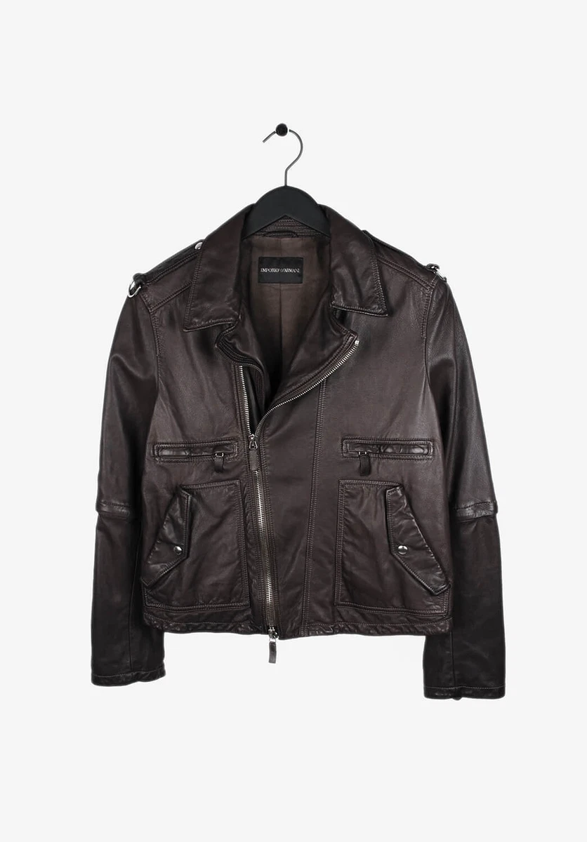 Armani leather biker jacket deals