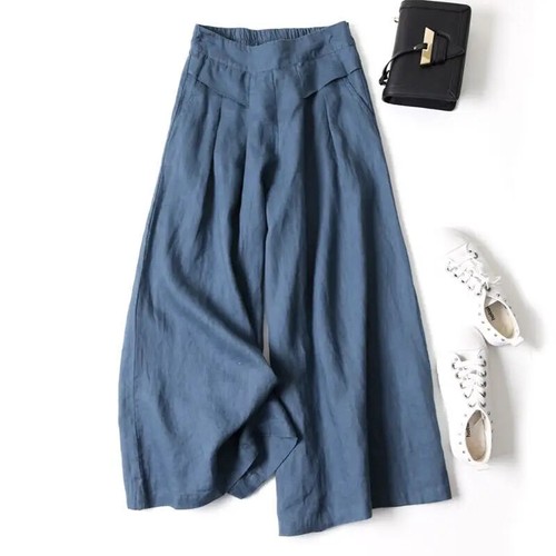 Summer Pants for Women Cotton Linen Large Size Wide Leg Pants Femme Arts - Picture 30 of 31