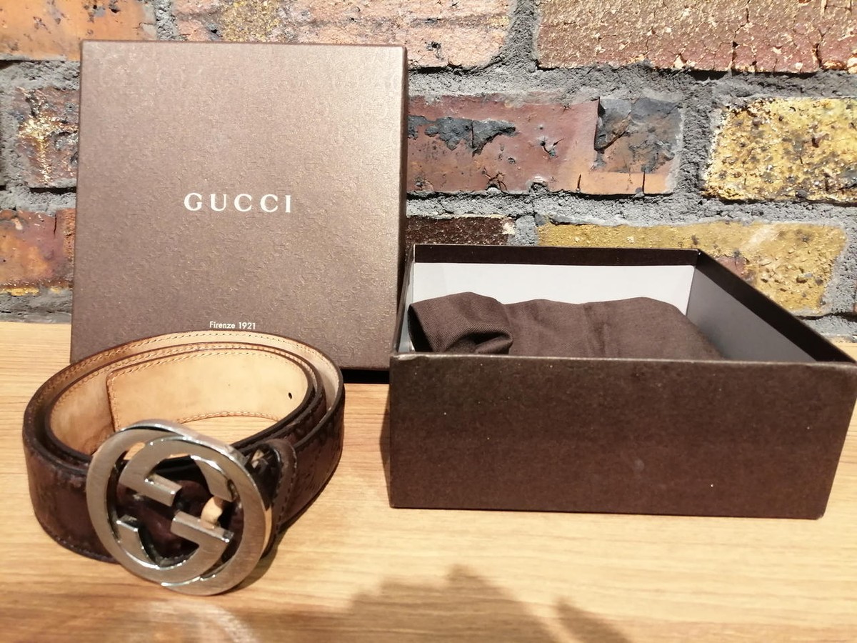 Leather Belt Size 12 Gucci Belt GUCCI Authentic Interlocking G