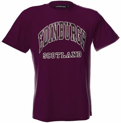 Harvard Style T Shirt With Edinburgh Text In Purple Size Medium