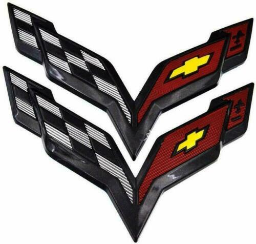 Front Black Crossed Flags Emblem – Fits 2014–2018 Corvette C7 – Exterior Badge