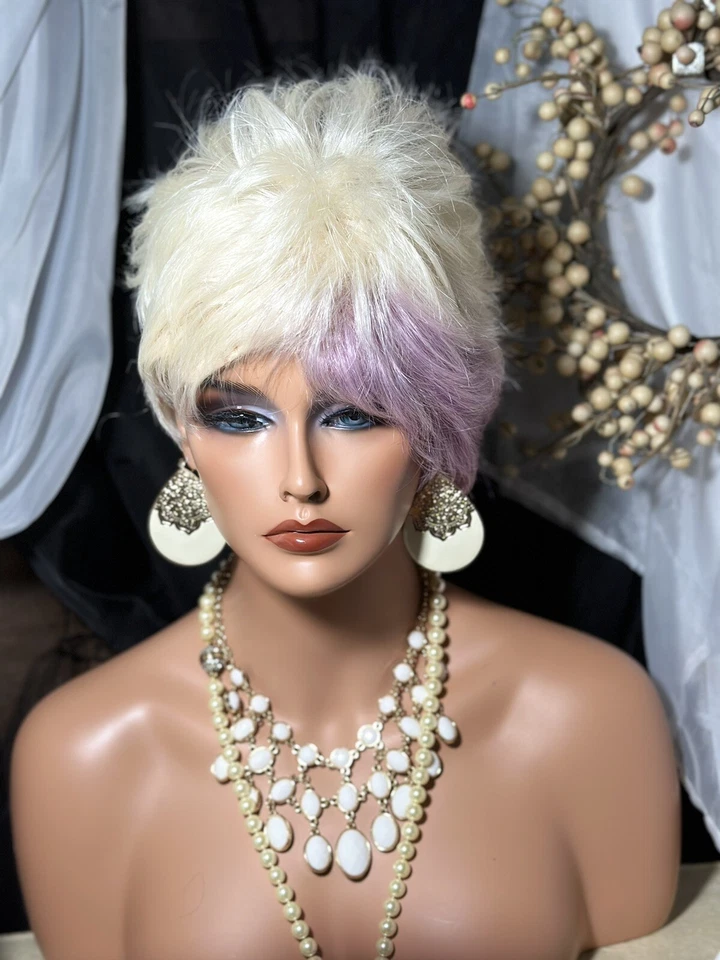 热卖PIXIE混合白金和粉红色阴影带角尖尖,独特的WIG💋 — 第 2/4 张图片
