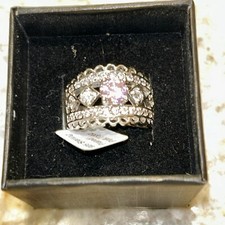 Sterling Plate Pink Topaz Ring NWT Size 7 