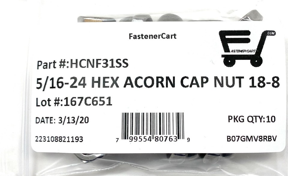 Lot De 10 écrous Borgnes Hexagonaux Acier Inoxydable 5/16-24 (filetage Fin UNF) – Neuf