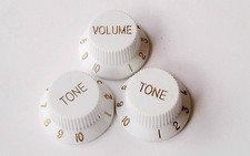 Quality 1 Volume 2 Tone knob set 3 WHITE New for style Strat Guitar Metric Pot