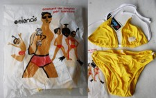 VINTAGE 60'S ELENAS GREEK SWIMSUIT YELLOW BIKINI GREECE NEW IN PACKAGE NOS