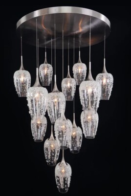 AJC-9300-1 JOHN-RICHARD Aureo Round Fourteen-Light Glass Pendant Chandelier
