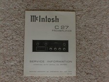 Vintage Original McIntosh C27 Service Manual. Good Condition.