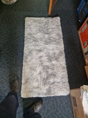 Treeboy Moderner Teppich Wohnzimmer 80x160cm, Grau und Weiß Teppich ANTIRUTSCH